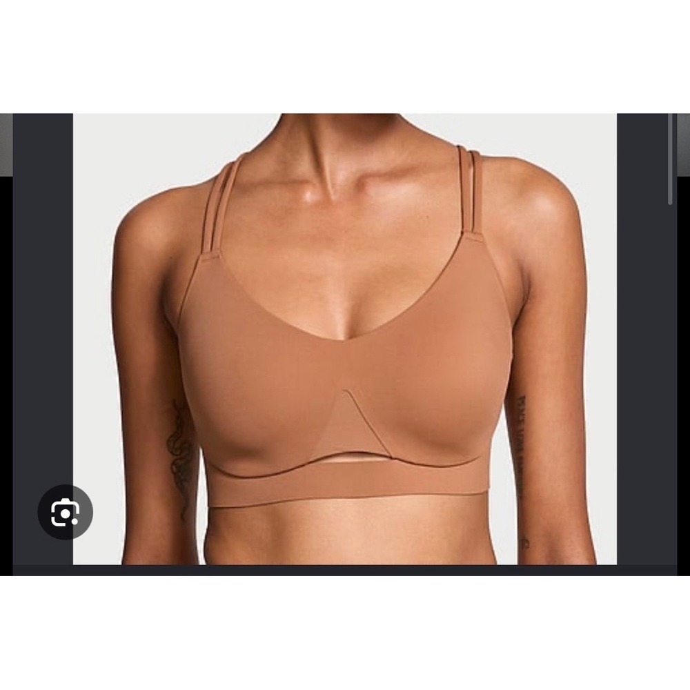 VSX Elevate Stretch Comfort Strappy-Back Sports Bra In Tan Brown Size M